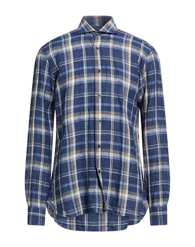 Dandylife By Barba Napoli Man Shirt Navy Size 16 ½ Linen In Blue