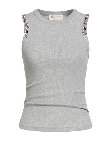 Bsb Jeans Woman Tank Top Light Grey Size M Cotton, Polyester, Elastane In Multi