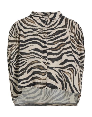 Bsb Woman Shirt Beige Size M Linen In Animal Print