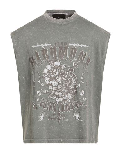 John Richmond Man T-shirt Grey Size Xxl Pima Cotton In Gray