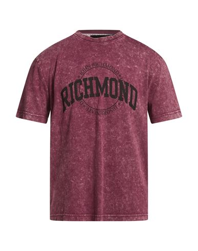 John Richmond Man T-shirt Burgundy Size Xxl Pima Cotton In Red