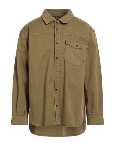 Anine Bing Man Shirt Military Green Size L Cotton, Elastane In Brown
