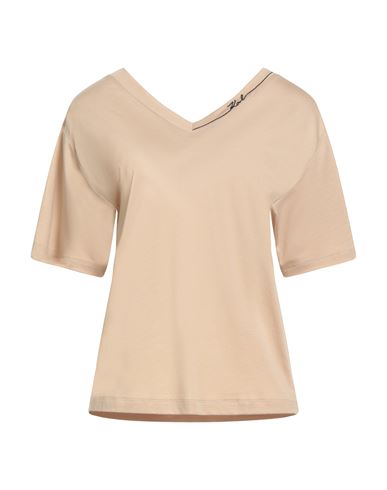 Karl Lagerfeld Karl Cares Woman T-shirt Beige Size S Lyocell, Cotton In Neutral