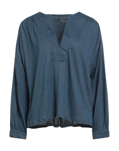 Majestic Filatures Woman T-shirt Navy Size 1 Linen, Elastane In Blue