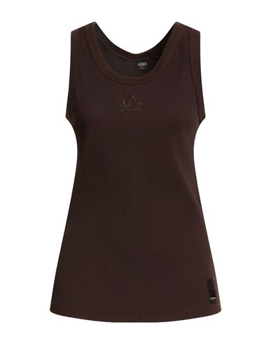 Burberry Woman Tank Top Dark Brown Size S Polyamide, Elastane, Cotton