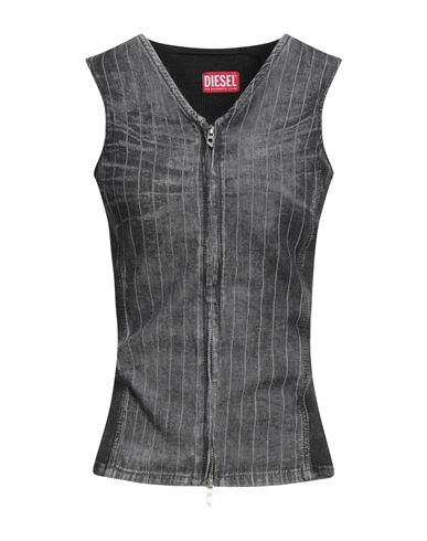 Diesel Woman Top Charcoal Size L Cotton In Gray