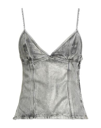 Diesel Woman Top Grey Size M Cotton In Gray