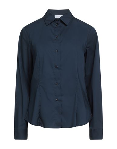Diana Gallesi Woman Shirt Navy Size 12 Cotton, Polyamide, Elastane In Blue