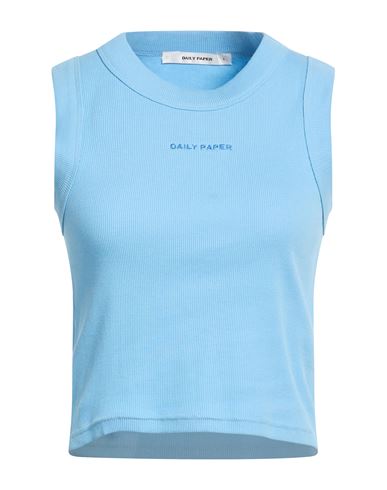 Daily Paper Woman Top Sky Blue Size L Cotton, Elastane