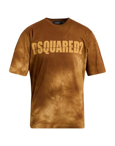 Dsquared2 Man T-shirt Tan Size L Cotton In Brown