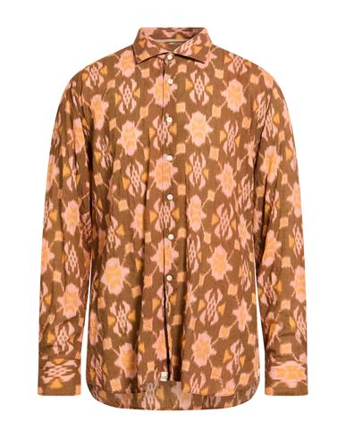 Tintoria Mattei 954 Man Shirt Beige Size 16 Cotton In Multi