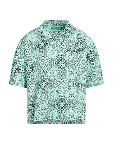 Garment Workshop Man Shirt Turquoise Size Xl Cotton In Green