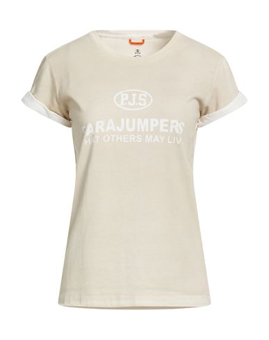 Parajumpers Woman T-shirt Beige Size S Cotton In Brown