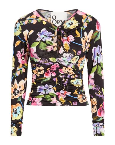 8pm Woman Top Black Size S Viscose, Elastane In Multi