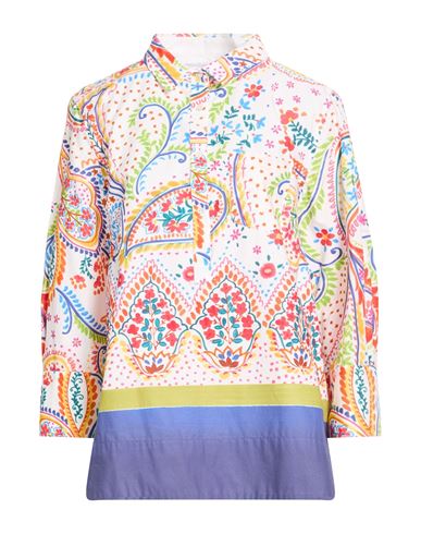 Sara Roka Woman Top White Size 14 Cotton In Multi