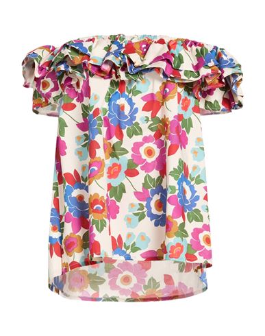 Sara Roka Woman Top White Size 8 Cotton, Elastane In Multi