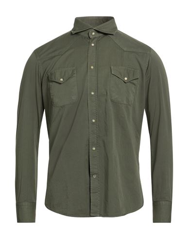 Bastoncino Man Shirt Military Green Size 17 Cotton