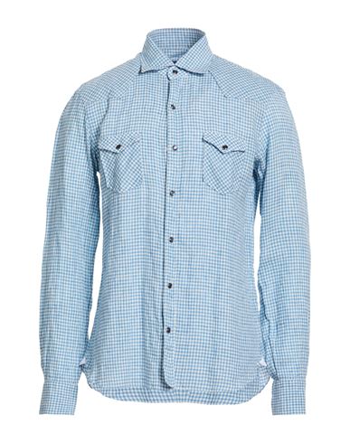 Dandylife By Barba Napoli Man Shirt Light Blue Size 16 Linen In Blue