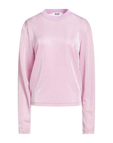 Msgm Woman T-shirt Lilac Size M Polyamide, Metallic Fiber In Purple
