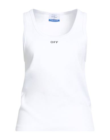 Off-white Woman Tank Top White Size M Cotton, Elastane In White