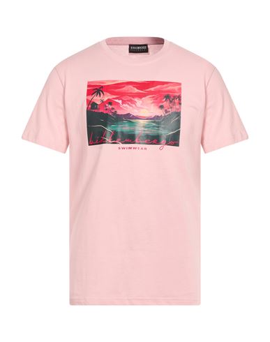 Bikkembergs Beachwear Man T-shirt Pink Size L Cotton