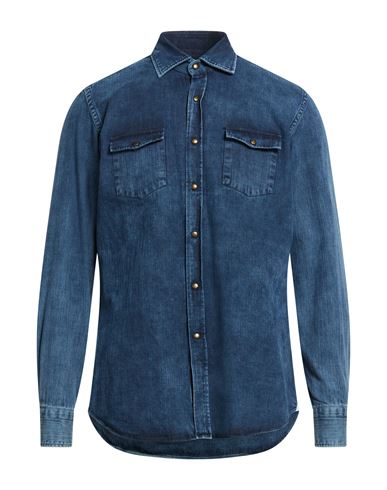 Giannetto Portofino Man Denim Shirt Blue Size 17 ½ Cotton