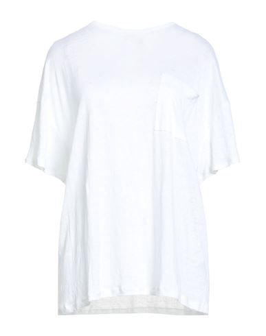 Semicouture Woman T-shirt Ivory Size 8 Linen In White