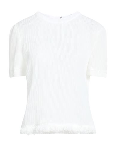 Msgm Woman Top White Size 2 Polyester, Elastane