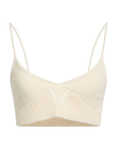 Jil Sander Woman Top Beige Size 6 Wool, Cotton, Polyamide, Elastane In White