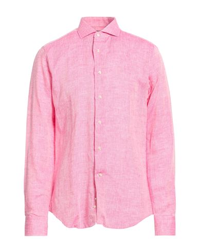 Jacopo C. Man Shirt Pink Size 17 Linen In Pink