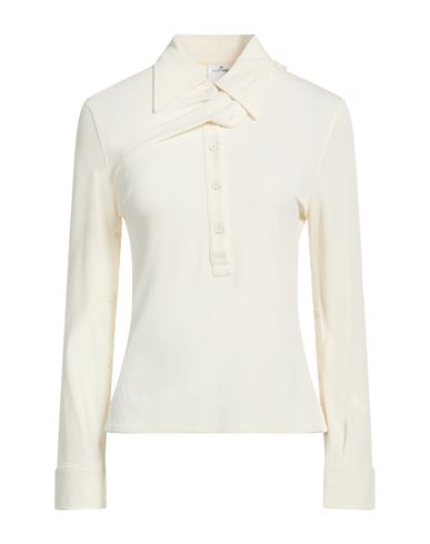 Courrèges Woman Polo Shirt Ivory Size M Viscose, Elastane In White