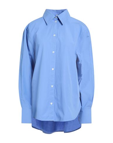 Totême Toteme Woman Shirt Azure Size 4 Organic Cotton In Blue