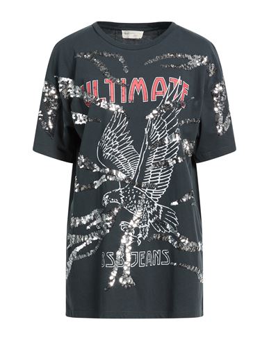 Bsb Jeans Woman T-shirt Charcoal Size Xl Cotton In Black