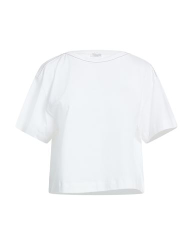 Brunello Cucinelli Woman T-shirt White Size L Cotton, Brass In White