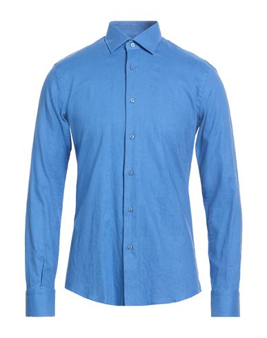 At.p.co At. P.co Man Shirt Blue Size 16 ½ Linen, Viscose