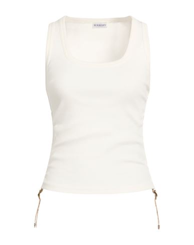 Burberry Woman Tank Top White Size M Cotton, Elastane, Polyester In White