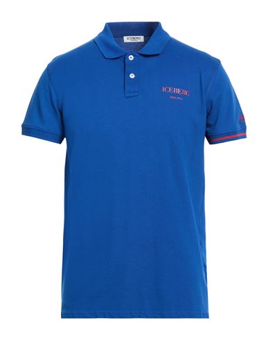 Iceberg Beachwear Man Polo Shirt Bright Blue Size Xl Cotton, Elastane