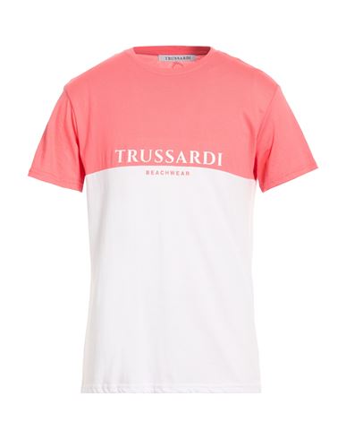 Trussardi Man T-shirt Coral Size Xl Polyester, Cotton In Red