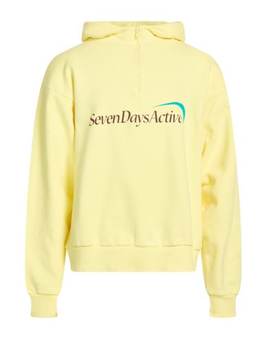 7 Days Active Man Sweatshirt Pastel Yellow Size M Cotton