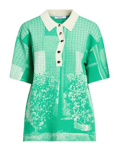 Ph5 Woman Polo Shirt Green Size S Viscose, Recycled Nylon, Elastane