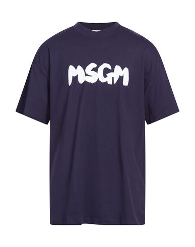 Msgm Man T-shirt Dark Purple Size L Cotton In Blue