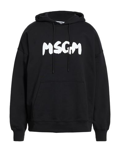 Msgm Man Sweatshirt Black Size Xl Cotton