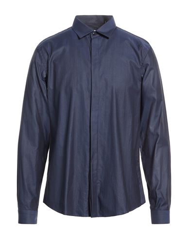 Costumein Man Shirt Navy Size 46 Cotton In Blue