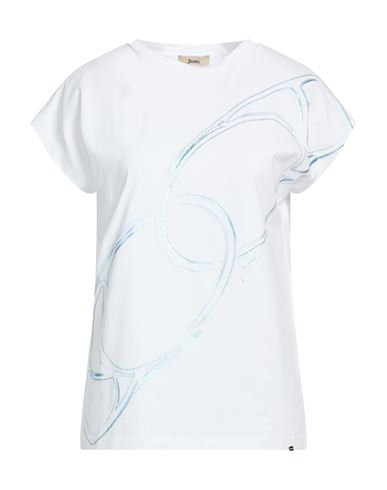 Herno Woman T-shirt White Size 8 Cotton, Elastane In Animal Print
