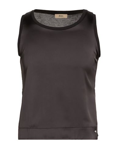 Herno Woman Top Black Size 6 Lyocell, Cotton, Polyester In Brown