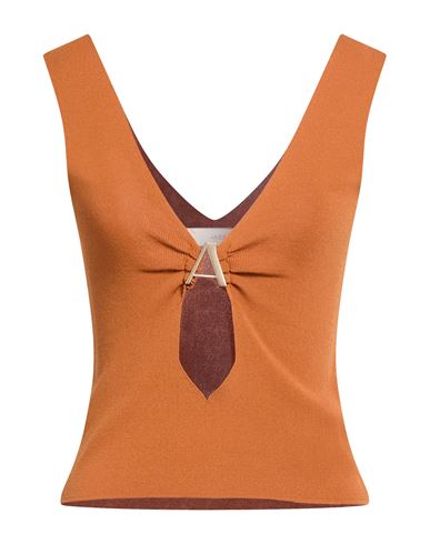 Akep Woman Top Rust Size 6 Viscose, Polyamide In Brown
