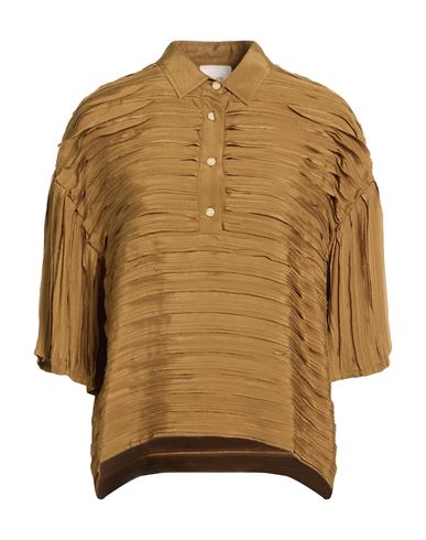 Alysi Crème Woman Top Military Green Size 4 Viscose In Brown