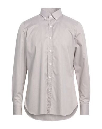 Finamore 1925 Man Shirt Chocolate Brown Size 17 ½ Cotton In Gray