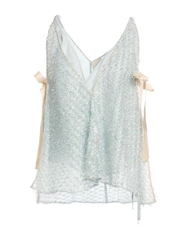 Alysi Chocolat Woman Top Sky Blue Size 4 Cotton, Polyamide, Polyester