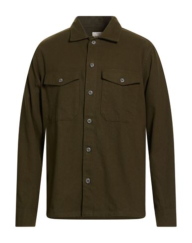 Jack & Jones Man Shirt Dark Green Size M Cotton, Polyester In Neutral